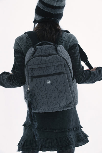 Quilted multi back-pack (Charcoal)