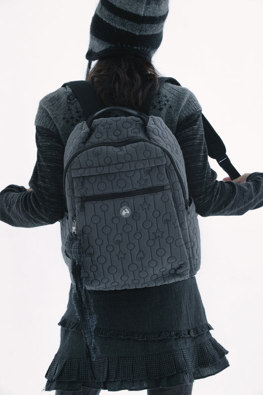 Quilted multi back-pack (Charcoal)