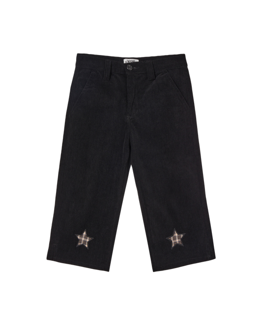 STAR PATCH CAPRI CORDUROY PANTS [BLACK]