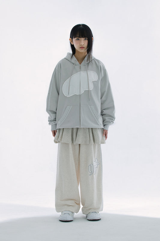 Angel wing hoodie zip-up (Gray)