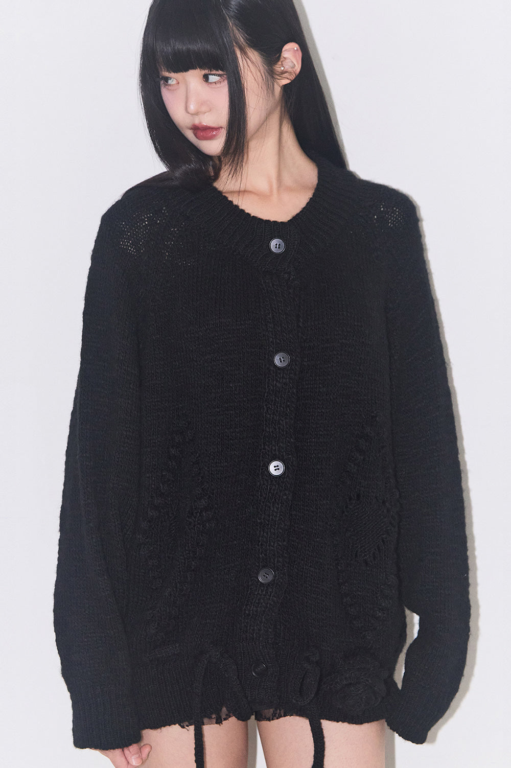 Fleur Diamond Cardigan Black