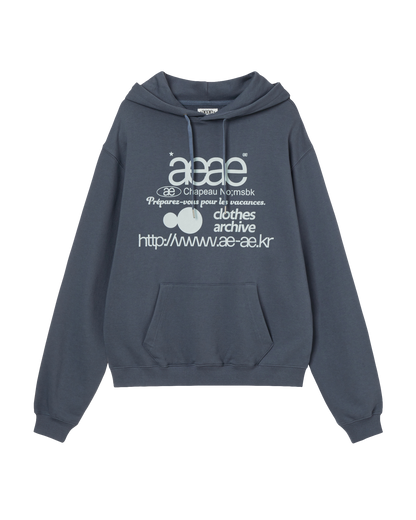 WEB LOGO LOOSED HOODIE [ASH BLUE]