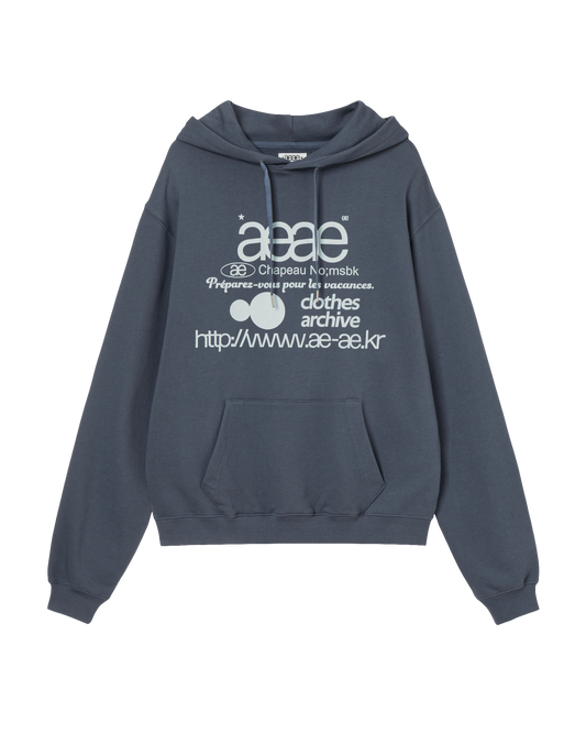 WEB LOGO LOOSED HOODIE [ASH BLUE]