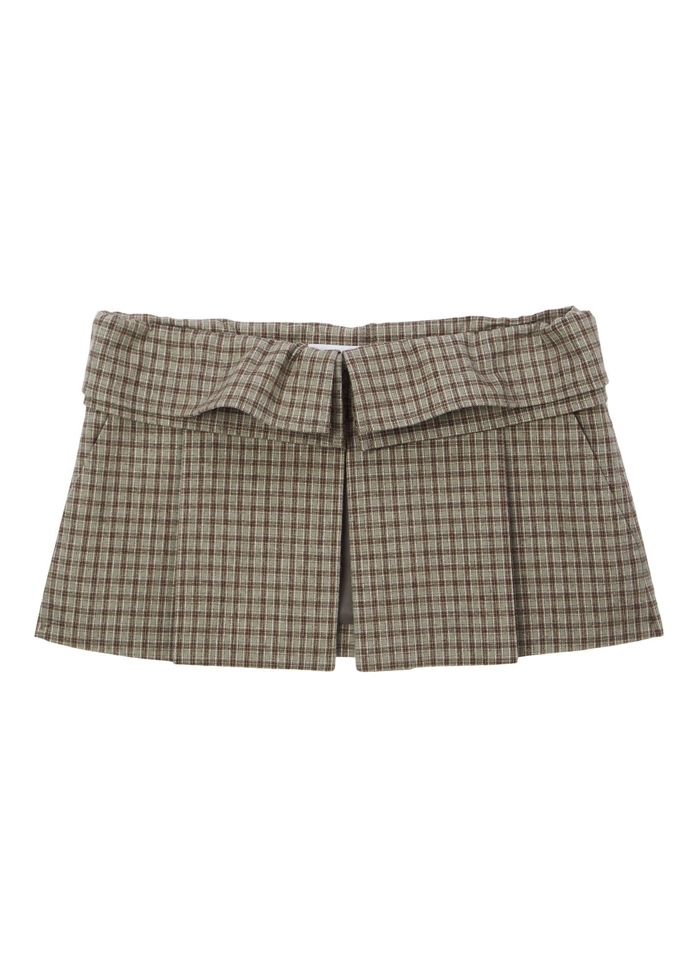CHECKED LAYERED MINI SKIRT (BROWN)