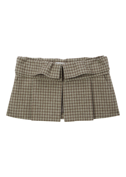 CHECKED LAYERED MINI SKIRT (BROWN)