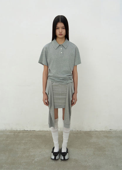 OPEN COLLAR TOP (MELANGE GREY)