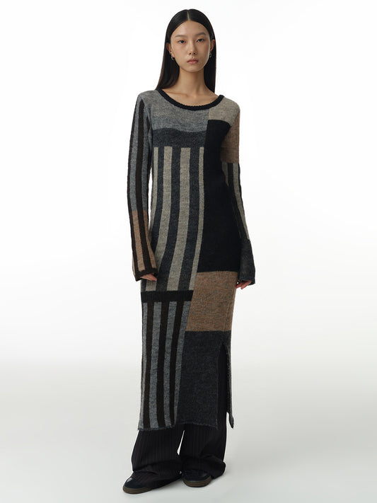 Patchwork Maxi Dress [Gray]
