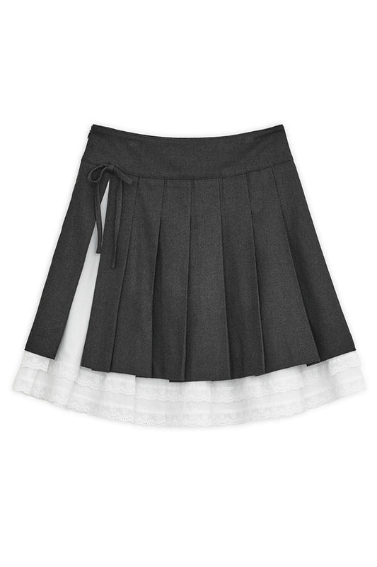 Slit pleats midi skirt (Charcoal)