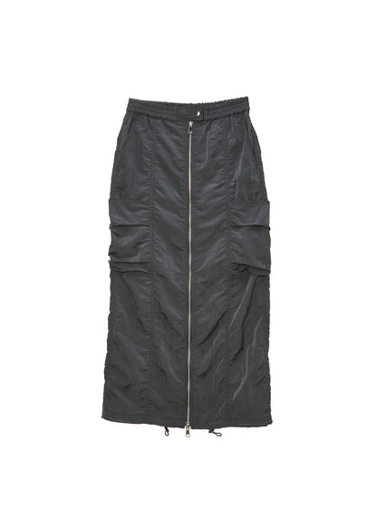 ZIP-FRONT CARGO LONG SKIRT / 2 Color