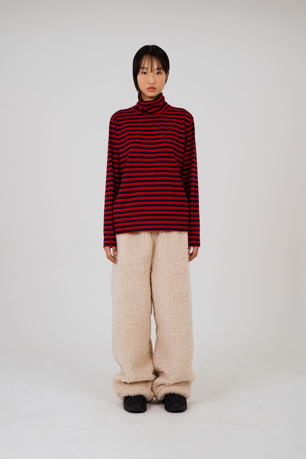 COLOR POP TURTLENECK T-SHIRT - RED NAVY