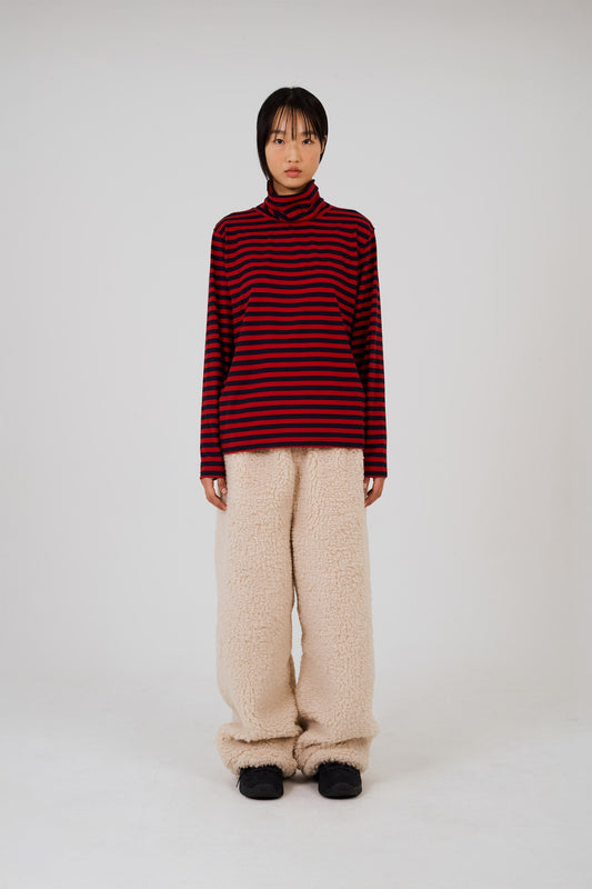 COLOR POP TURTLENECK T-SHIRT - RED NAVY