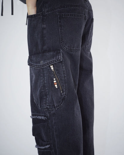 ROUND POCKET CARGO JEANS / 2 Color