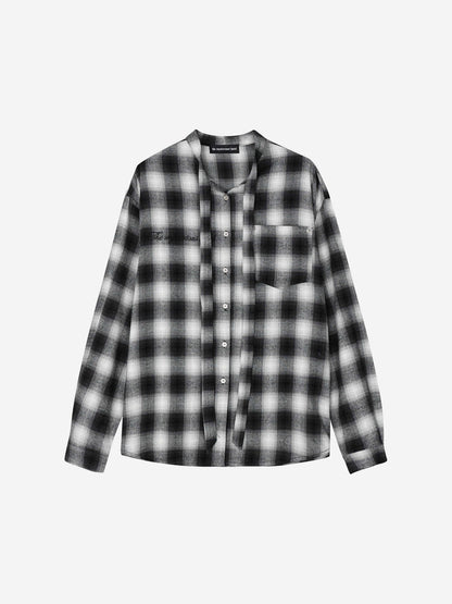 RIBBON TIE CHECK SHIRT