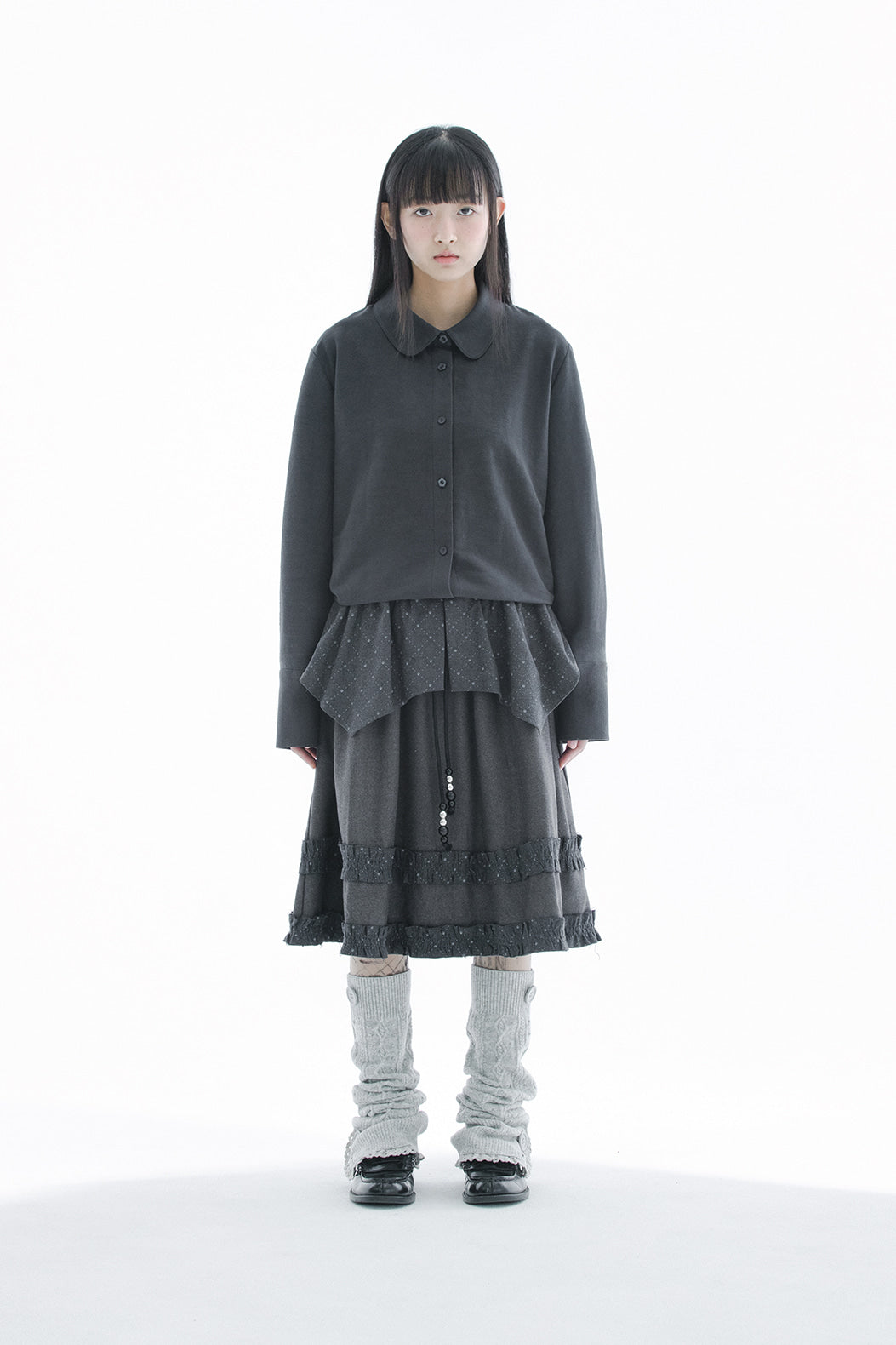 Signature round collar shirts (Charcoal)