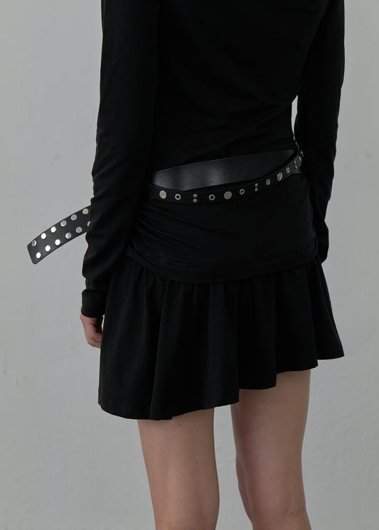 Double Studded Leather Belt / Black