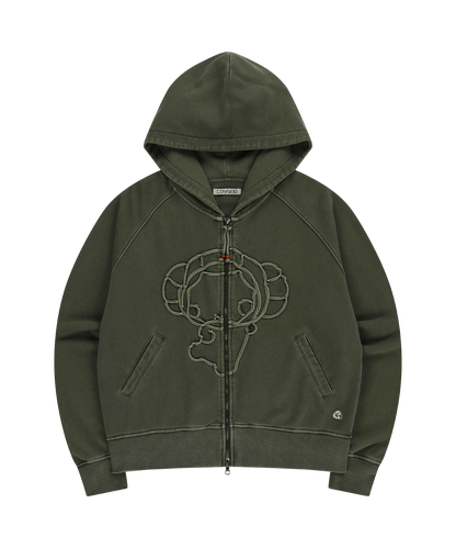 VINTAGE TAPE HOOD ZIP-UP KHAKI