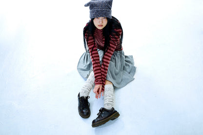 MIXED STRIPE HOODIE RED
