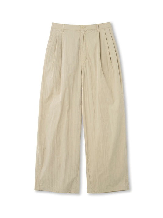 Three Tuck Wide Chino Pants [Beige]