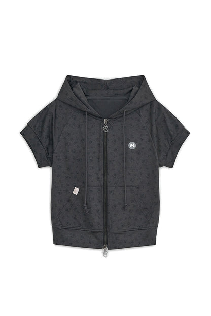 Korilakkuma printed hoodie zip-up (Charcoal)