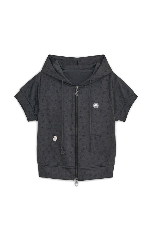 Korilakkuma printed hoodie zip-up (Charcoal)
