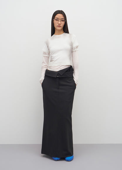 FOLDOVER DETAIL LONG SKIRT (BLACK)