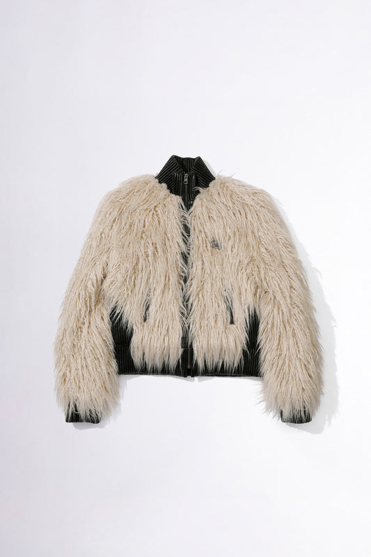 Faux Mongolian Shearling Jacket Raw