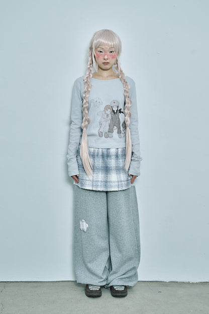 HUGYOURSKIN X JUBA printed button top (Sky blue)