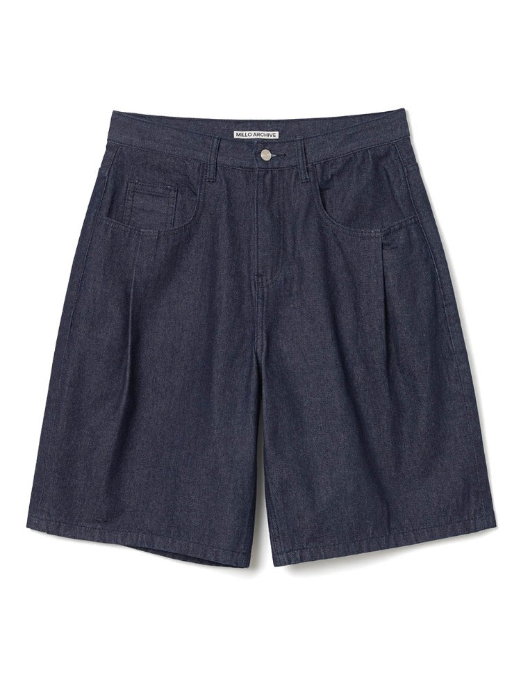 Denim Bermuda Raw Pants [Indigo Blue]