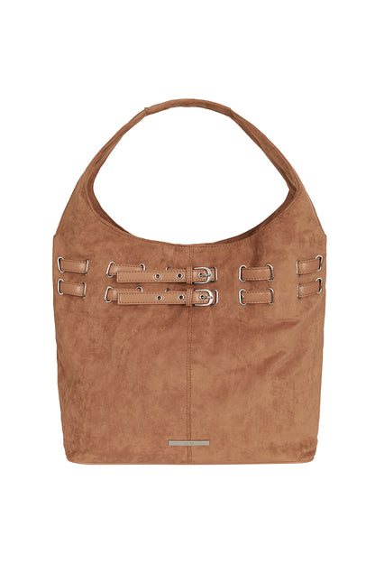 Belted Suede Shoulder Back Camel