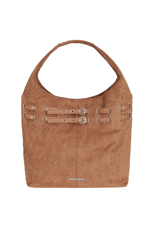 Belted Suede Shoulder Back Camel