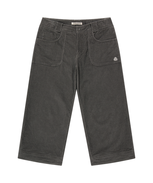 RUSTIC CORDUROY CAPRI PANTS CHARCOAL