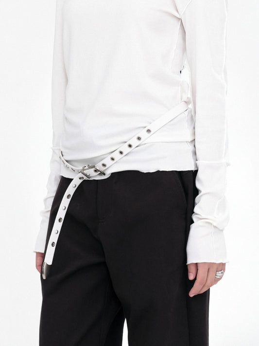 Skinny  Leather  Western Belt [White]