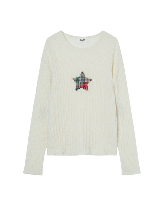 SHEER APPLIQUE KNIT [IVORY]