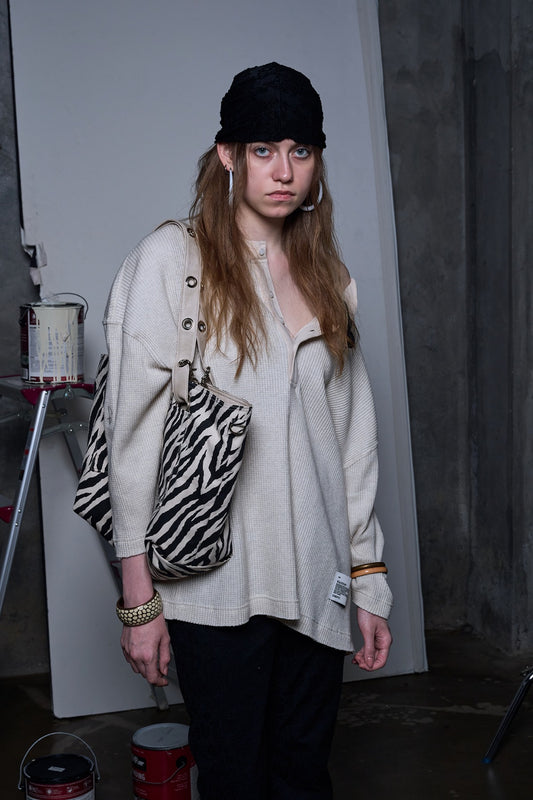 WAFFLE LONG SLEEVE T-SHIRT – IVORY