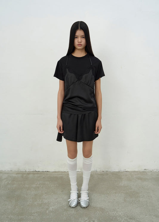 SATIN SLEEP SHORTS (BLACK)