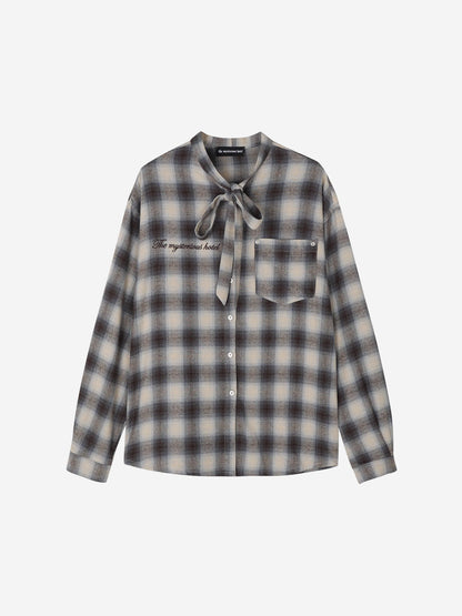 RIBBON TIE CHECK SHIRT