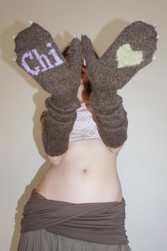 Wool Warmer Gloves Brown