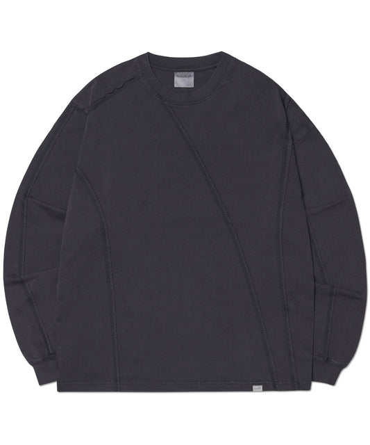 OVERDYED CUTTING LONG SLEEVE TEE - WASHED BLACK
