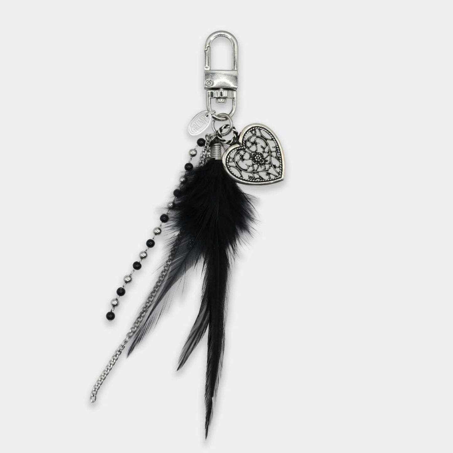 Feather Antique Heart Keychain