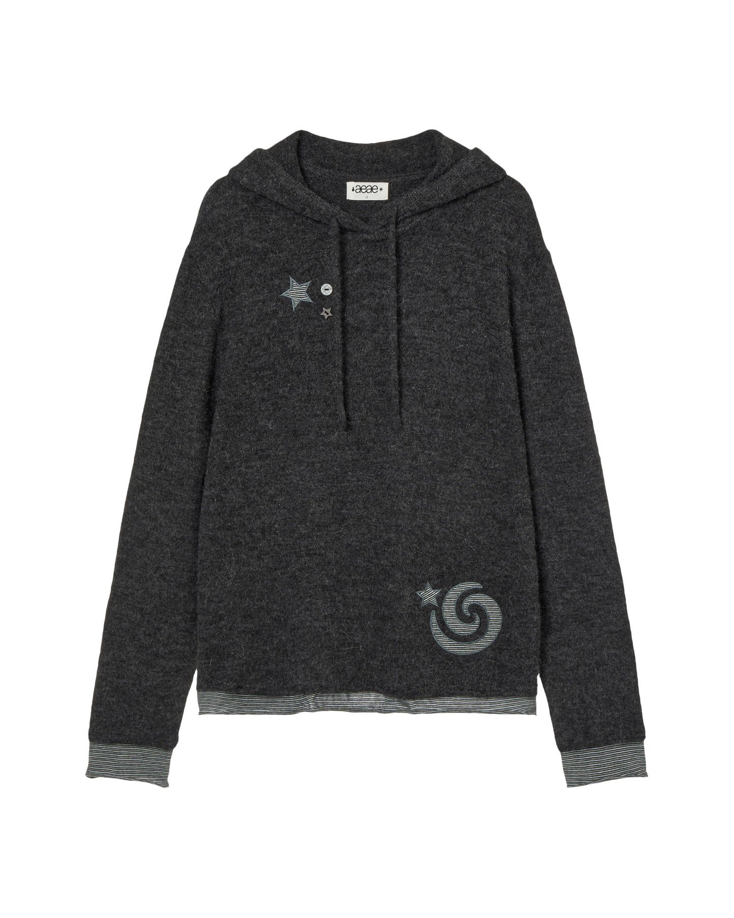 LAYERED KNIT HOODIE [CHARCOAL]