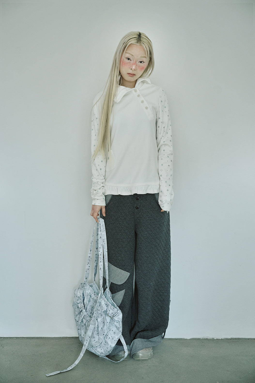 Stardust printed cross bag (Graish blue)