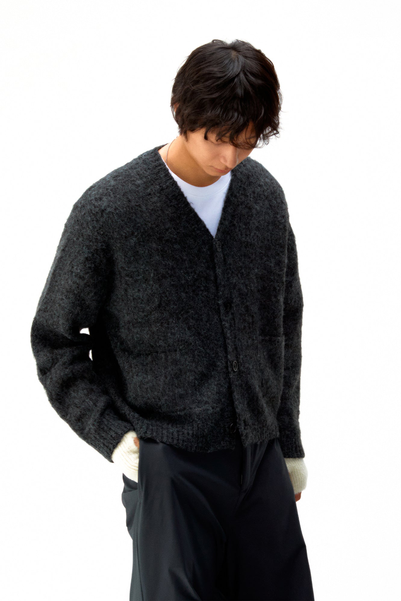 Hairy Alpaca V Neck Cardigan / 3 Color