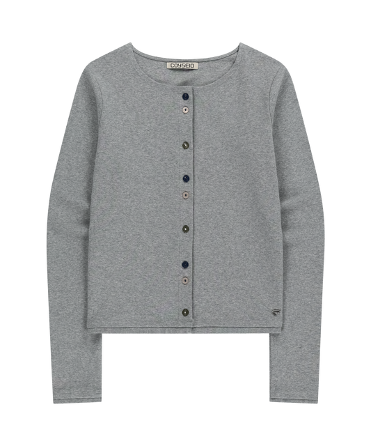 RAW EDGE CARDIGAN MELANGE GRAY