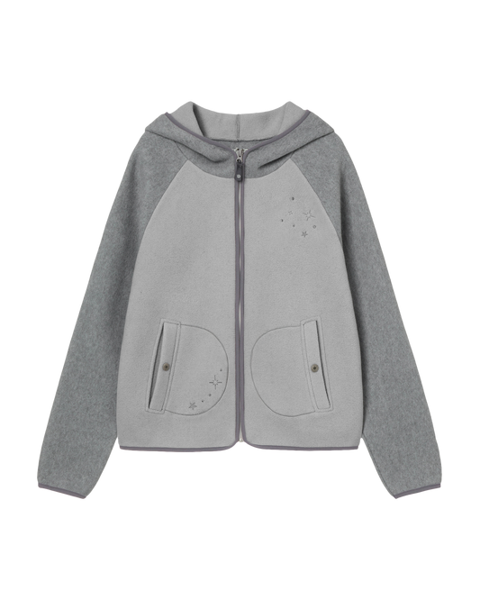 STELLA FLEECE ZIP UP HOODIE [GREY]