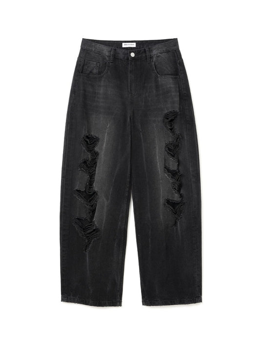 Reflect Curved Damage Pants [Deep Black]