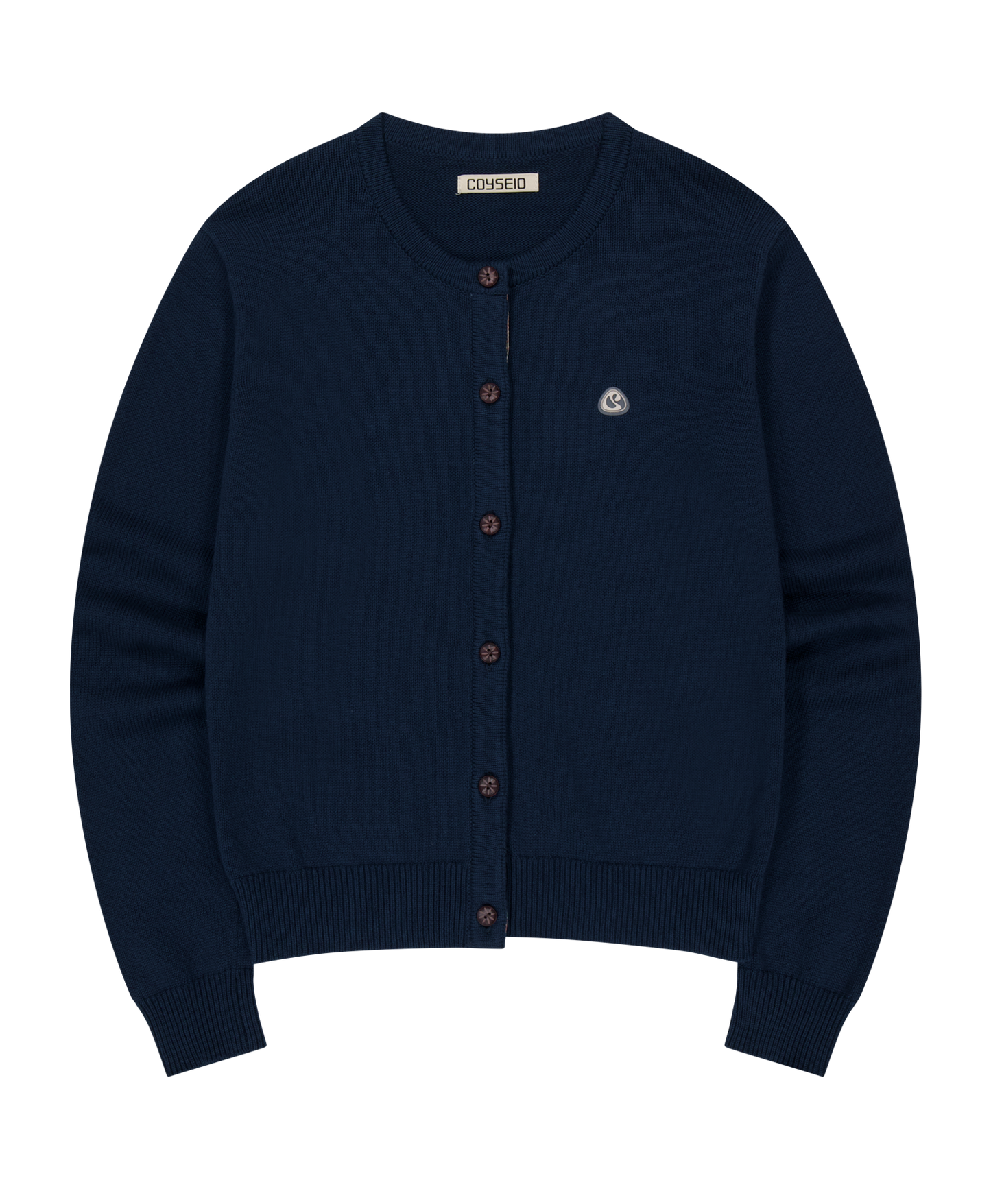 FLOWER PLACKET CARDIGAN NAVY