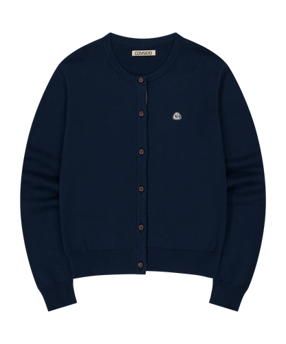 FLOWER PLACKET CARDIGAN NAVY