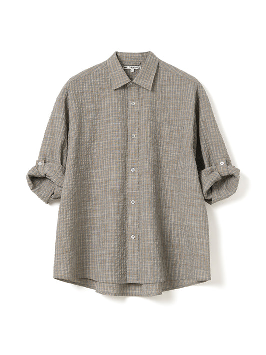 Box Check Roll Up Shirts [Mocha Beige]