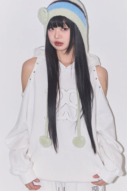 129 Cutout Overfit Hoodie / White